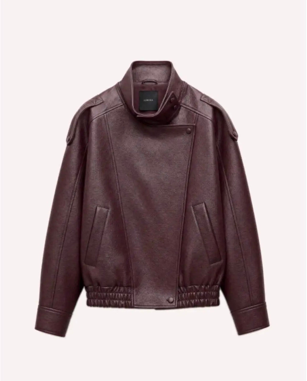 Burgundy Leather Effect Jacket