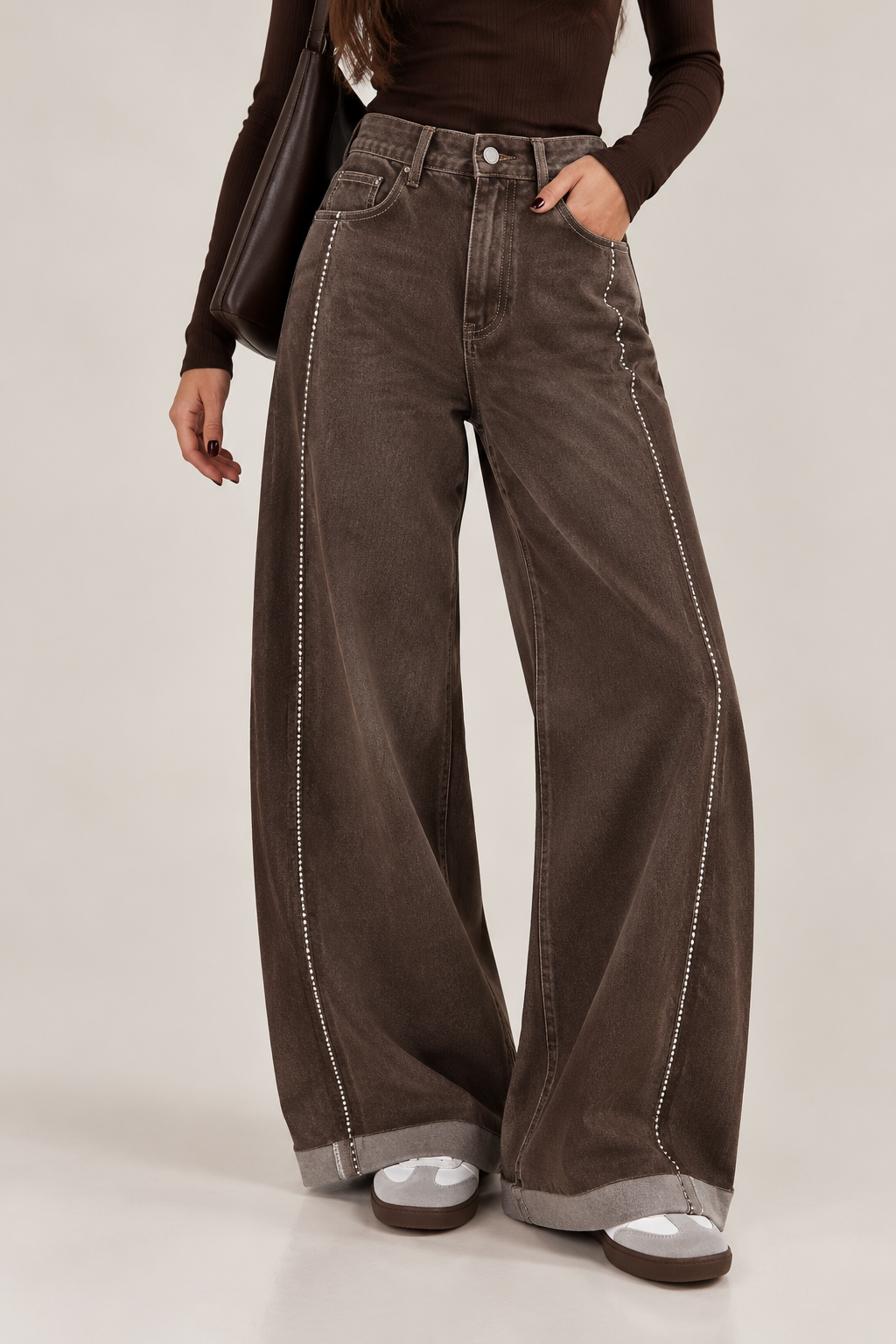 Brown Wide Leg Jeans