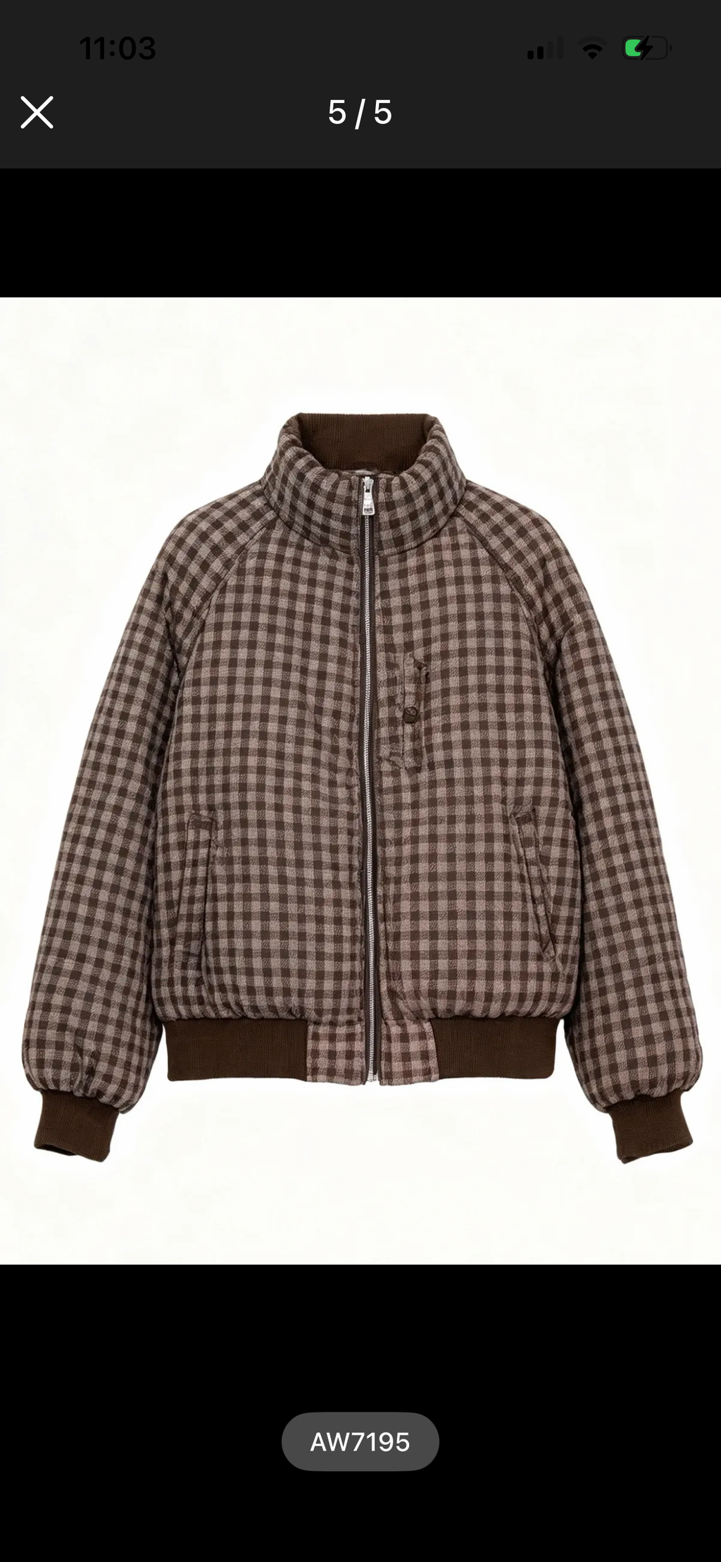 Brown Check Puffer Jacket
